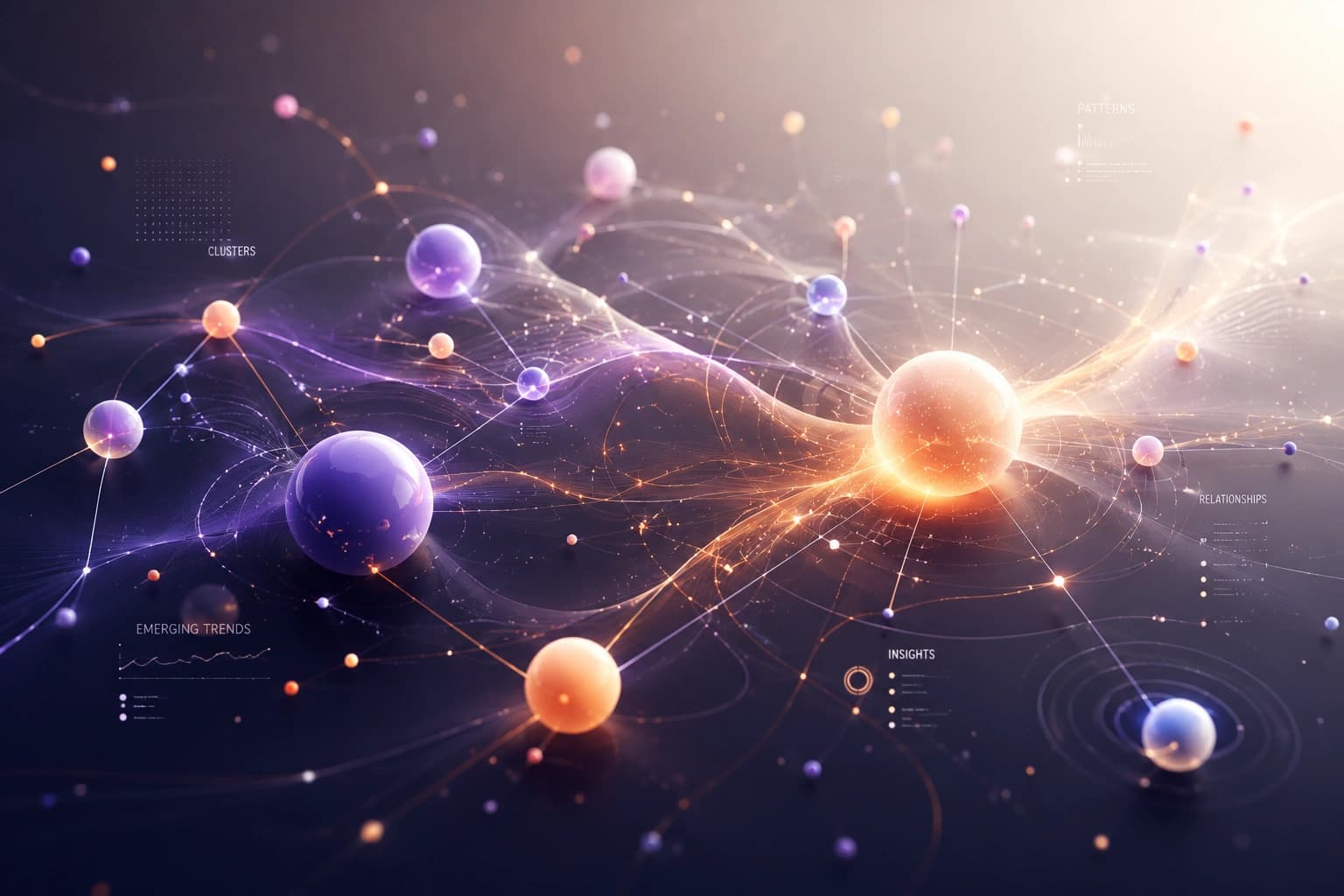 Abstract network of connected nodes representing a knowledge graph