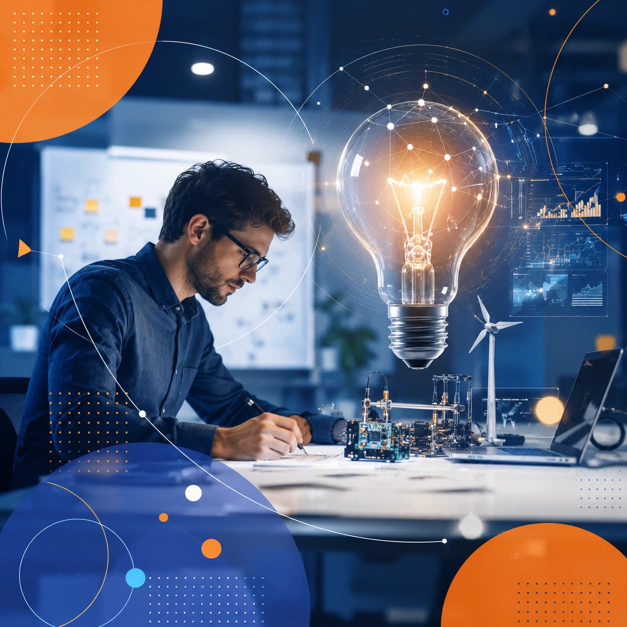 Innovation engineer working on new technology